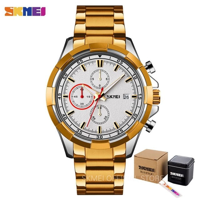 SKMEI Three Eyes Dial Mens Watches Stopwatch Date Quartz Men Wrist Watch Luminous Pointer Fashion Male Clock reloj hombre 9192