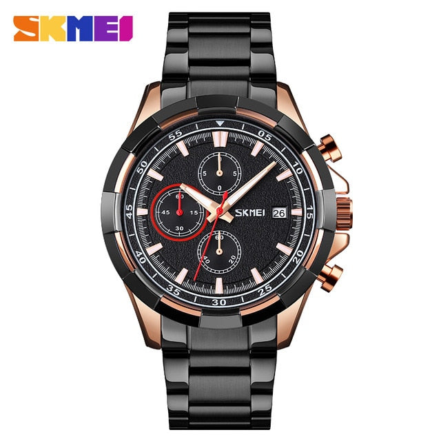 SKMEI Three Eyes Dial Mens Watches Stopwatch Date Quartz Men Wrist Watch Luminous Pointer Fashion Male Clock reloj hombre 9192