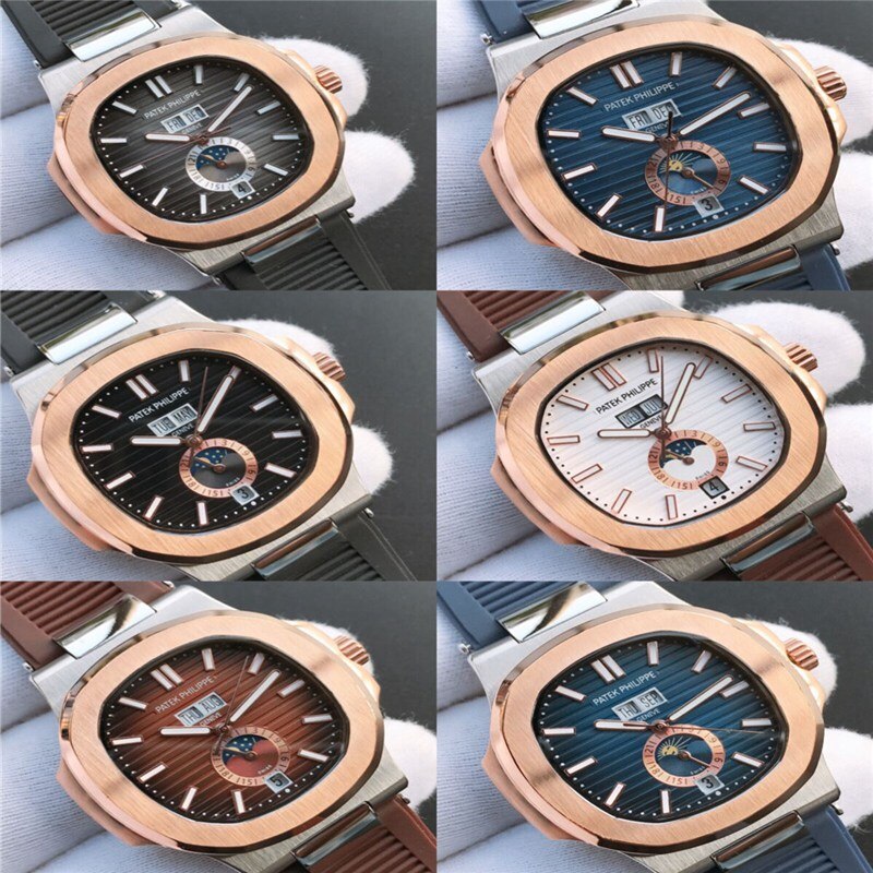 Patek- Philippe- New Automatic Mechanical Men Watch Silver Blue Stainless Steel Transparent Sapphire Glass Glide Watches 94423