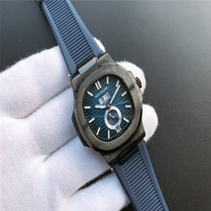 Patek- Philippe- New Automatic Mechanical Men Watch Silver Blue Stainless Steel Transparent Sapphire Glass Glide Watches 94423