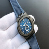 Patek- Philippe- New Automatic Mechanical Men Watch Silver Blue Stainless Steel Transparent Sapphire Glass Glide Watches 94423