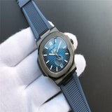 Patek- Philippe- New Automatic Mechanical Men Watch Silver Blue Stainless Steel Transparent Sapphire Glass Glide Watches 94423