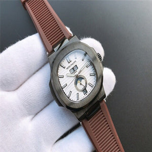 Patek- Philippe- New Automatic Mechanical Men Watch Silver Blue Stainless Steel Transparent Sapphire Glass Glide Watches 94423