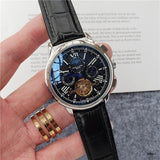 Patek- Philippe- New Automatic Mechanical Men Watch Silver Blue Stainless Steel Transparent Sapphire Glass AAA Glide Watches 188