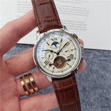 Patek- Philippe- New Automatic Mechanical Men Watch Silver Blue Stainless Steel Transparent Sapphire Glass AAA Glide Watches 188