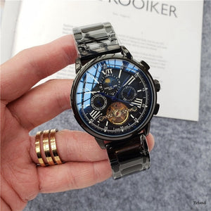 Patek- Philippe- New Automatic Mechanical Men Watch Silver Blue Stainless Steel Transparent Sapphire Glass AAA Glide Watches 188