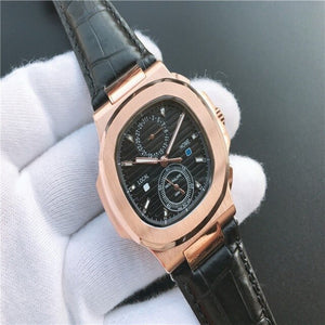 Patek- Philippe- New Automatic Mechanical Men Watch Silver Blue Stainless Steel Transparent Sapphire Glass Glide Watches 944423