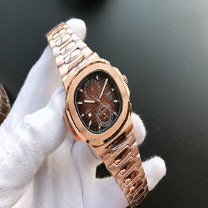 Patek- Philippe- New Automatic Mechanical Men Watch Silver Blue Stainless Steel Transparent Sapphire Glass Glide Watches 944423