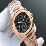 Patek- Philippe- New Automatic Mechanical Men Watch Silver Blue Stainless Steel Transparent Sapphire Glass Glide Watches 944423