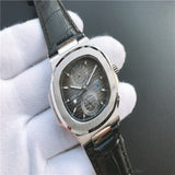 Patek- Philippe- New Automatic Mechanical Men Watch Silver Blue Stainless Steel Transparent Sapphire Glass Glide Watches 944423