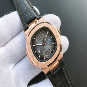 Patek- Philippe- New Automatic Mechanical Men Watch Silver Blue Stainless Steel Transparent Sapphire Glass Glide Watches 944423