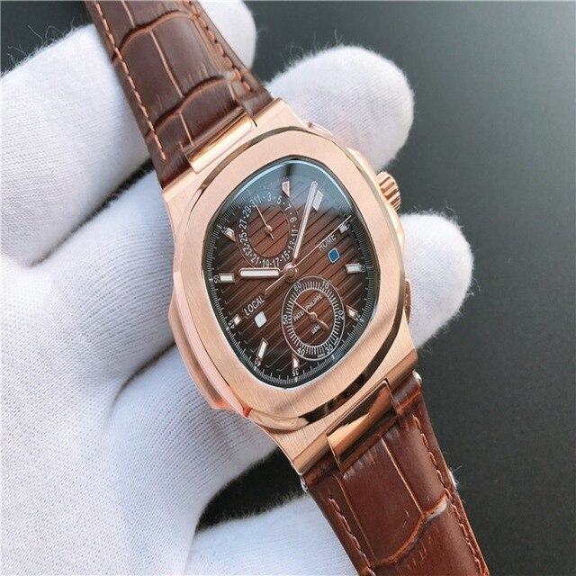 Patek- Philippe- New Automatic Mechanical Men Watch Silver Blue Stainless Steel Transparent Sapphire Glass Glide Watches 944423