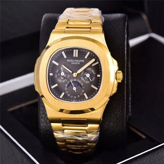 Patek- Philippe- New Automatic Mechanical Men Watch Silver Blue Stainless Steel Transparent Sapphire Glass Glide Watches 13457
