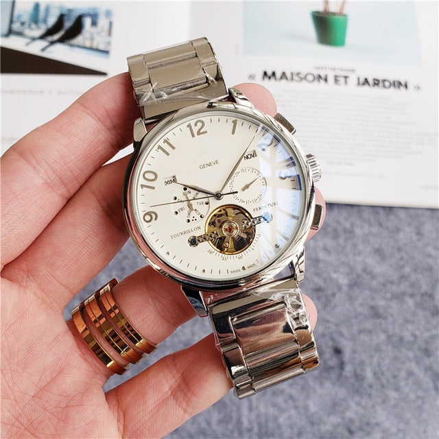 Patek same replacement watch designer Automatic Mechanical WristWatch Top Luxury Philippe Men's Tourbillon clock steel watchband