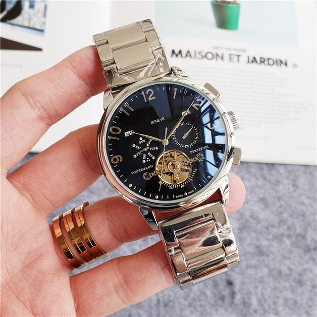 Patek same replacement watch designer Automatic Mechanical WristWatch Top Luxury Philippe Men's Tourbillon clock steel watchband