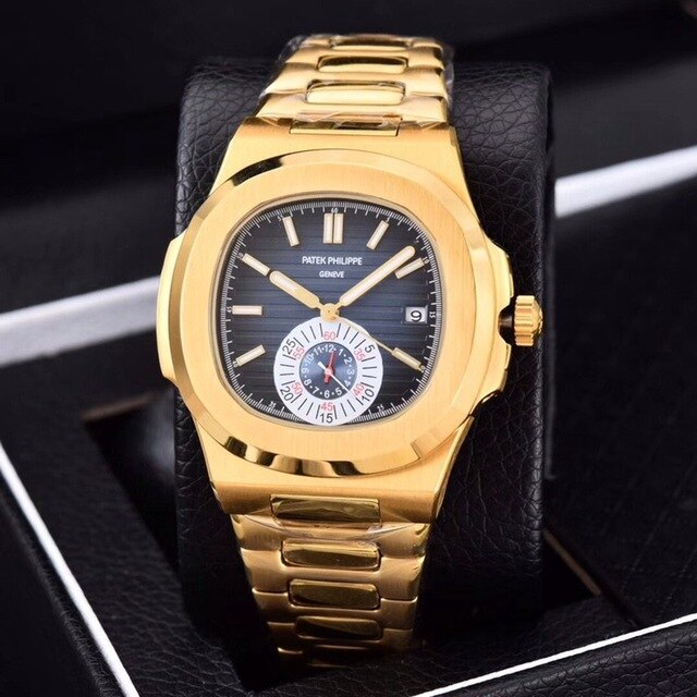 Patek- Philippe- New Automatic Mechanical Men Watch Silver Blue Stainless Steel Transparent Sapphire Glass Glide Watches 91633