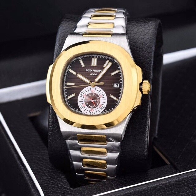 Patek- Philippe- New Automatic Mechanical Men Watch Silver Blue Stainless Steel Transparent Sapphire Glass Glide Watches 91633