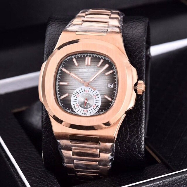 Patek- Philippe- New Automatic Mechanical Men Watch Silver Blue Stainless Steel Transparent Sapphire Glass Glide Watches 91633