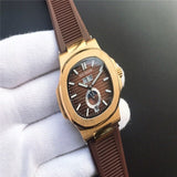 Patek- Philippe- New Automatic Mechanical Men Watch Silver Blue Stainless Steel Transparent Sapphire Glass Glide Watches 9633