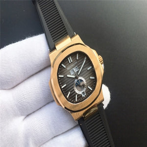 Patek- Philippe- New Automatic Mechanical Men Watch Silver Blue Stainless Steel Transparent Sapphire Glass Glide Watches 9633