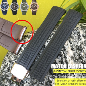 Curved End Metal pins Rubber Silicone Watch Band