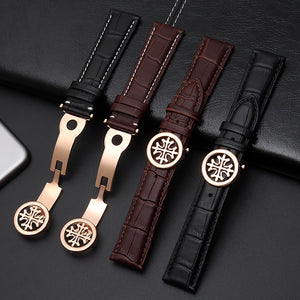 High quality  leather strap19mm 20mm 21mm 22mm PP folding clasp suitable for Patek Philippe watch strap