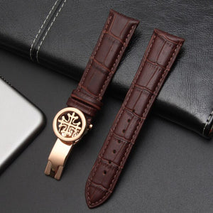 High quality  leather strap19mm 20mm 21mm 22mm PP folding clasp suitable for Patek Philippe watch strap