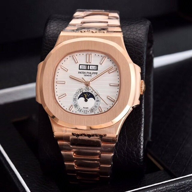 Patek- Philippe- New Automatic Mechanical Men Watch Silver Blue Stainless Steel Transparent Sapphire Glass Glide Watches 13435