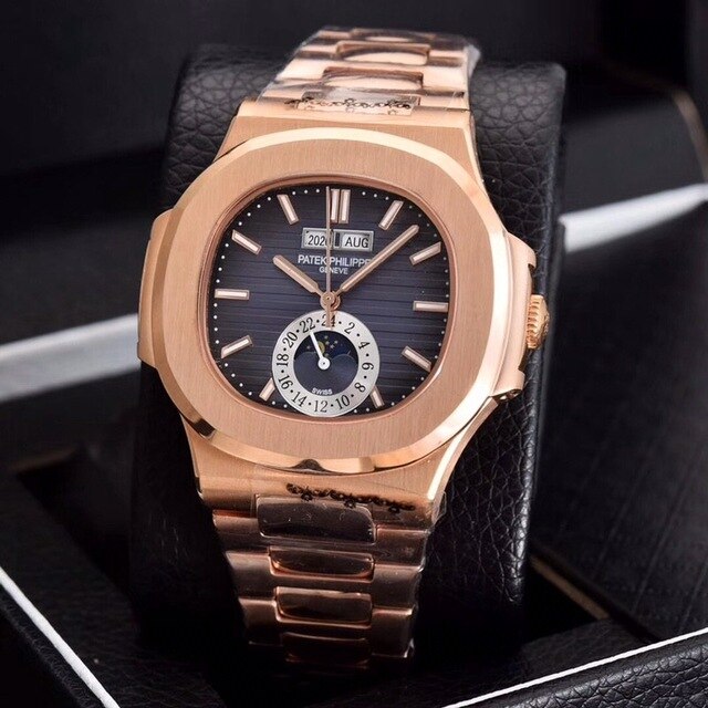 Patek- Philippe- New Automatic Mechanical Men Watch Silver Blue Stainless Steel Transparent Sapphire Glass Glide Watches 13435