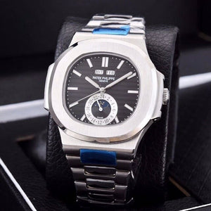 Patek- Philippe- New Automatic Mechanical Men Watch Silver Blue Stainless Steel Transparent Sapphire Glass Glide Watches 13435
