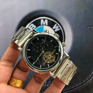 Patek- Philippe- New Automatic Mechanical Men Watch Silver Blue Stainless Steel Transparent Sapphire Glass AAA Glide Watches 699