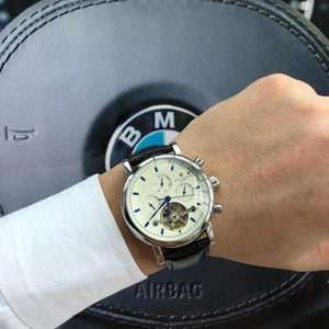 Patek- Philippe- New Automatic Mechanical Men Watch Silver Blue Stainless Steel Transparent Sapphire Glass AAA Glide Watches 699
