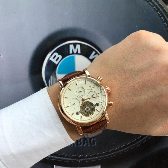 Patek- Philippe- New Automatic Mechanical Men Watch Silver Blue Stainless Steel Transparent Sapphire Glass AAA Glide Watches 699