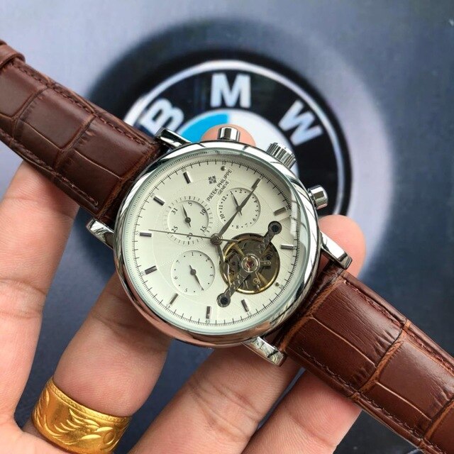 Patek- Philippe- New Automatic Mechanical Men Watch Silver Blue Stainless Steel Transparent Sapphire Glass AAA Glide Watches 699