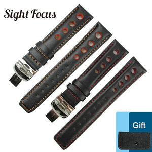 20mm Orange Red Stitched  Watchband
