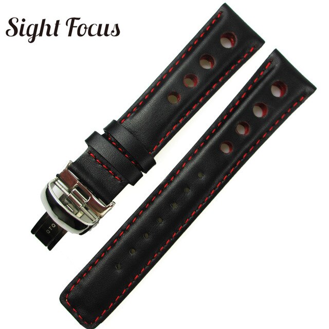 20mm Orange Red Stitched  Watchband