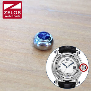 steel blue sapphire crystal crown for Chopard Happy Diamonds quartz watch