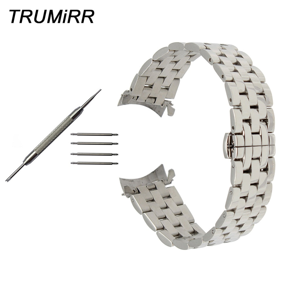 Stainless Steel Watchband Curved End Strap for Patek Philippe Blancpain Watch Band Butterfly Clasp Wrist Bracelet 18 20 22 24mm