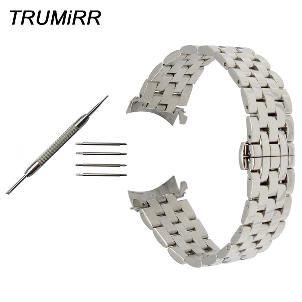 Stainless Steel Watchband Curved End Strap for Patek Philippe Blancpain Watch Band Butterfly Clasp Wrist Bracelet 18 20 22 24mm