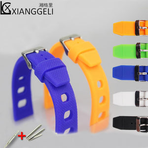 Watch accessories 20mm silicone strap  For Omega Chopard Tissot pin buckle men and ladies outdoor sport waterproof watch straps